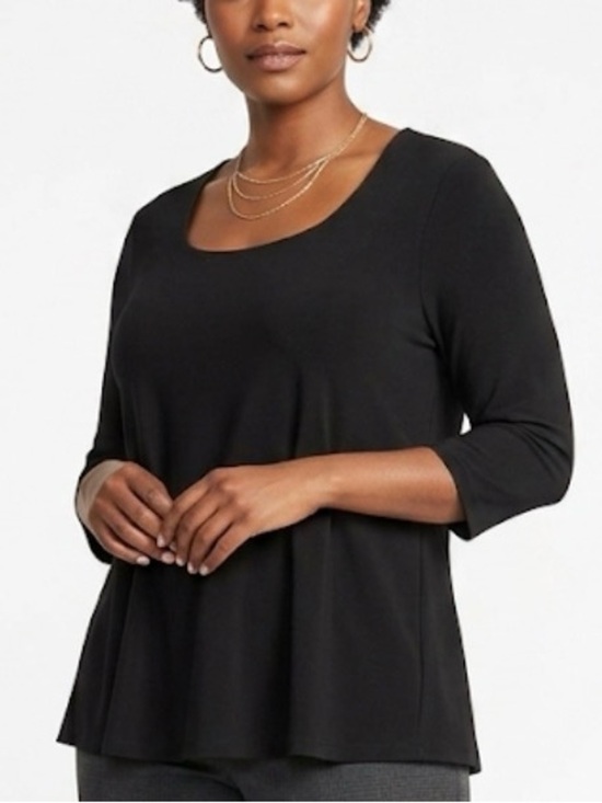 Sympli Tops - Sympli Black Scoop Neck Tunic Top 3/4 Sleeve Heavy Knit Stretch Size 10